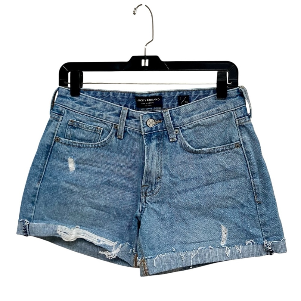 Lucky Brand Boyfriend Short Light Wash Jean Shorts Distressed Women's Size 0/25